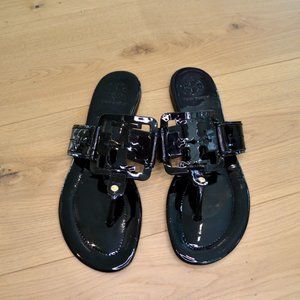 Tory Burch Square Miller Patent Leather Sandals Size 9